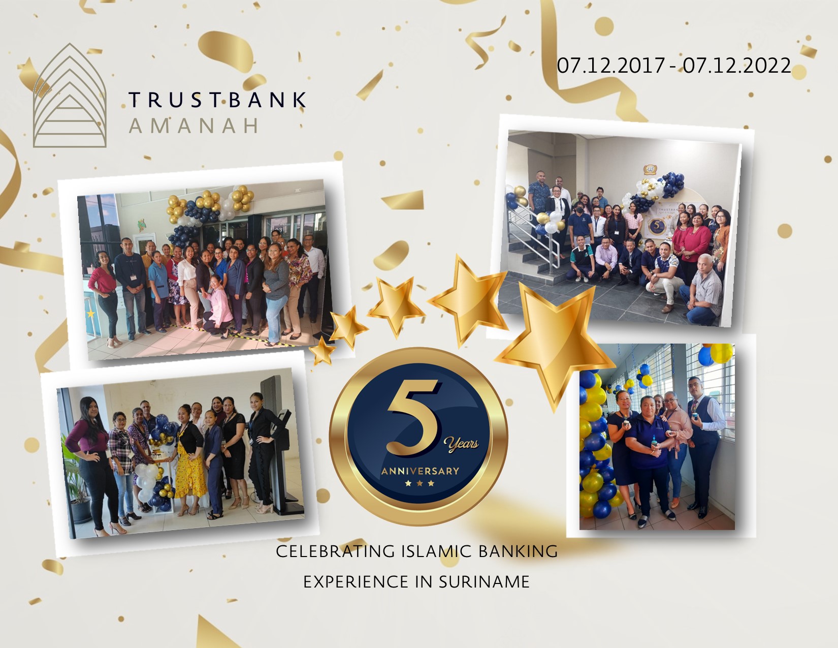Trustbank Amanah Lustrum herdenking Trustbank Amanah, 1e Islamic Bank in Suriname en de regio.